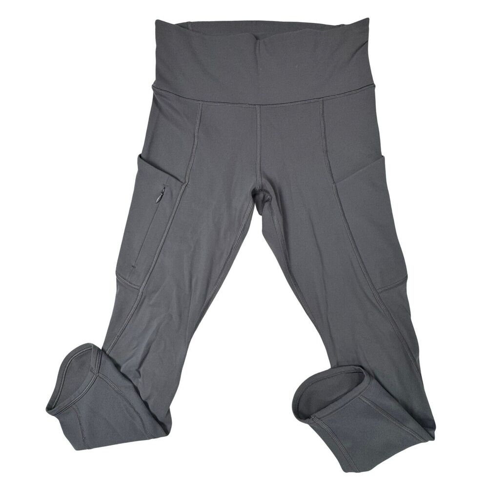 Athleta Relay Capri Pants Gray Size XS High Rise Pockets Workout